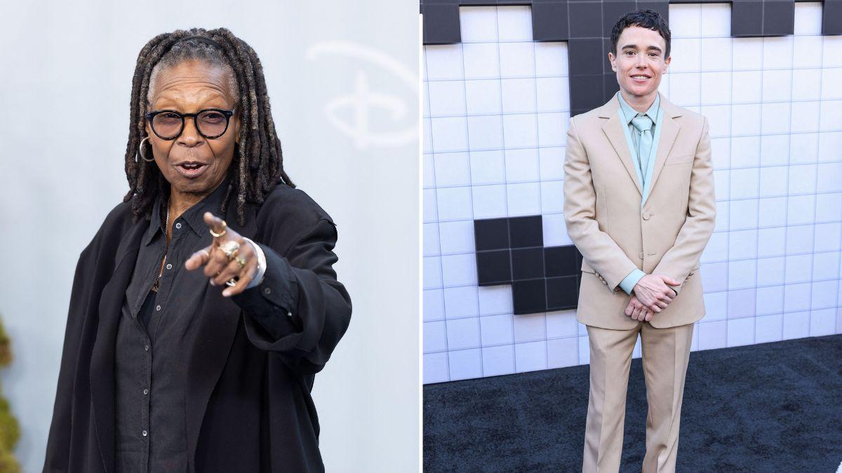Split Photo of Whoopi Goldberg and Elliot Page