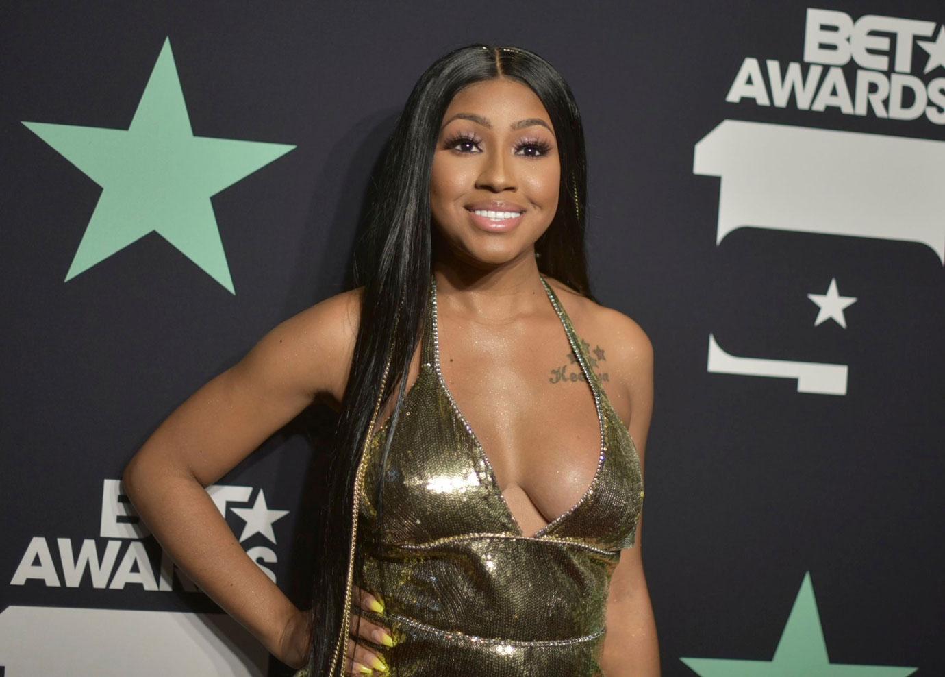 Yung Miami poses in the press room at the BET Awards, at the Microsoft Theater in Los Angeles