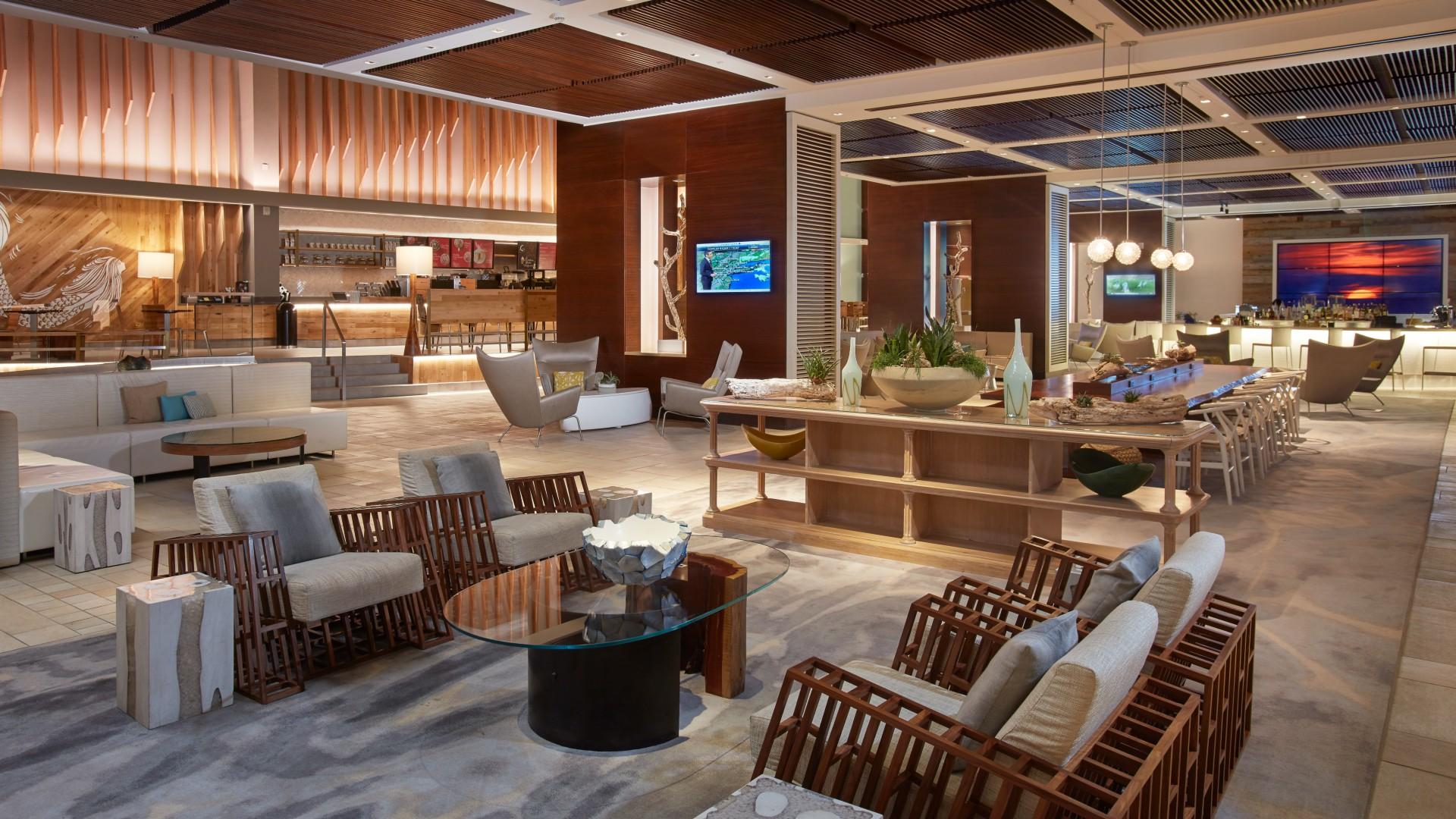 Photo of the lobby at the Aruba Marriott.