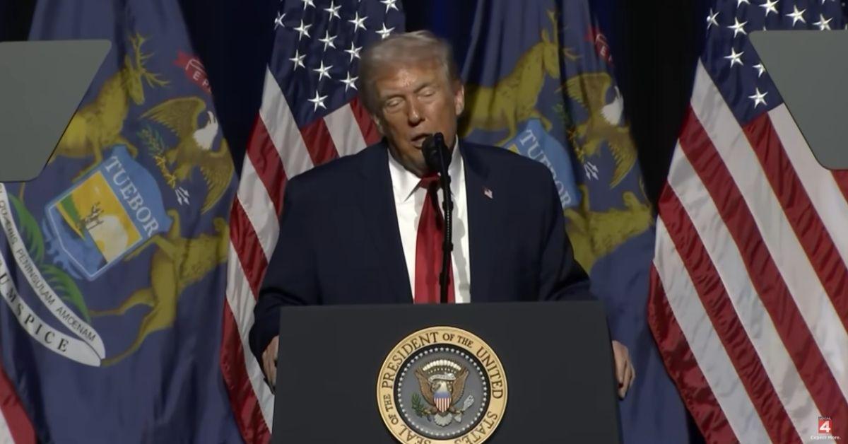 image of Donald Trump mocked Joe Biden during a speech in Michigan.