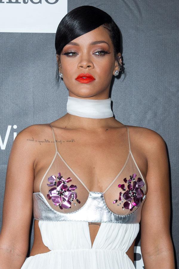 NSFW! Rihanna Flashes Nipple Piercing in Sexy See-Through Shirt