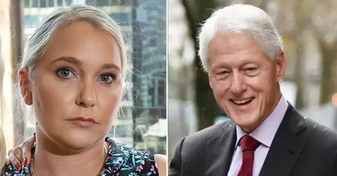 Photo of Virginia Giuffre; picture of Bill Clinton.