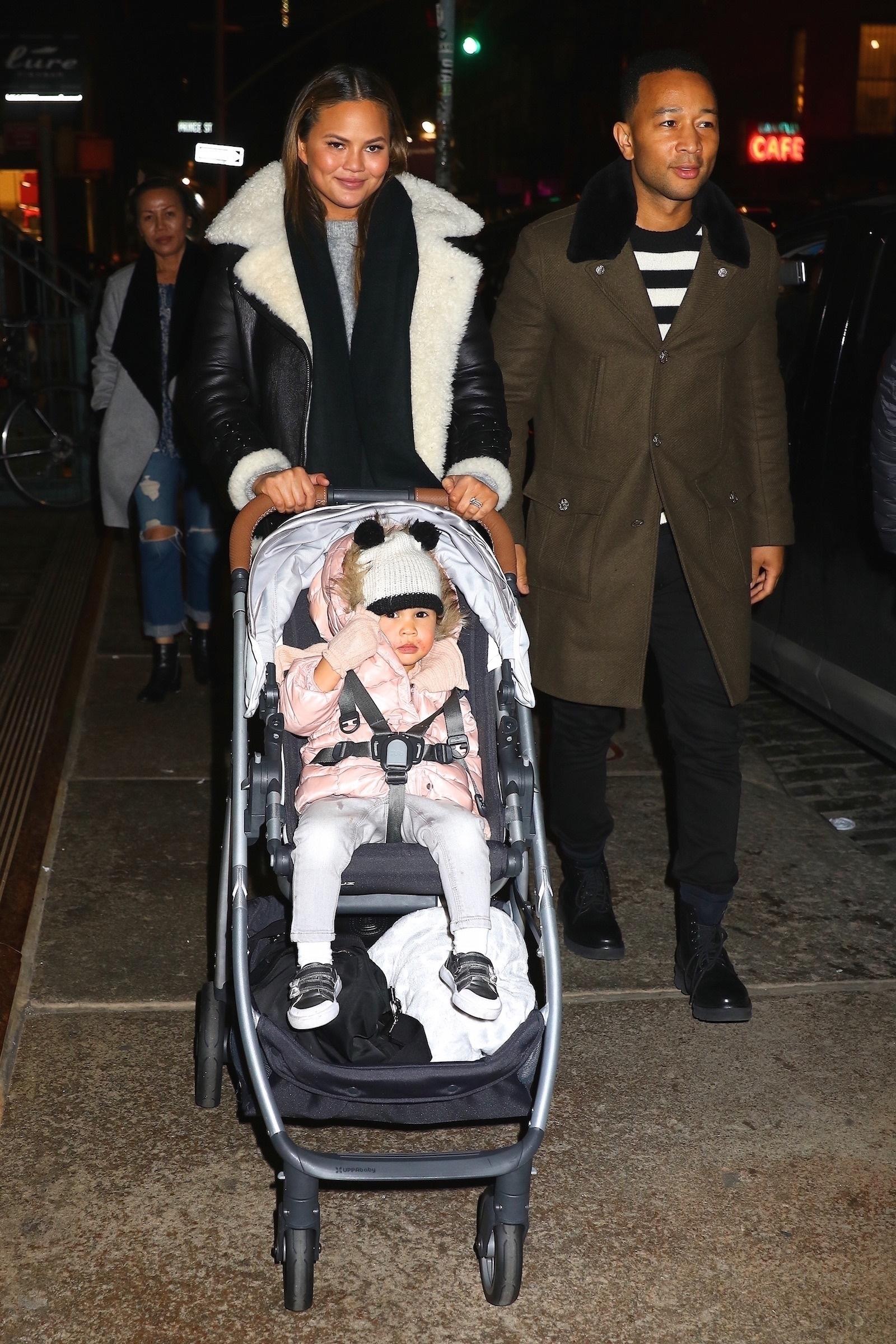 John Legend and Chrissy Teigen are spotted leaving dinner with their daughter Luna