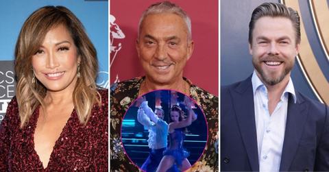 split image of Carrie Ann Inaba, Bruno Tonioli and Derek Hough