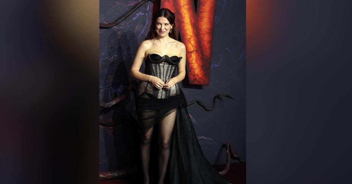 image of Millie Bobby Brown wore a daring corset gown at the 'Stranger Things' Season 5 London premiere.