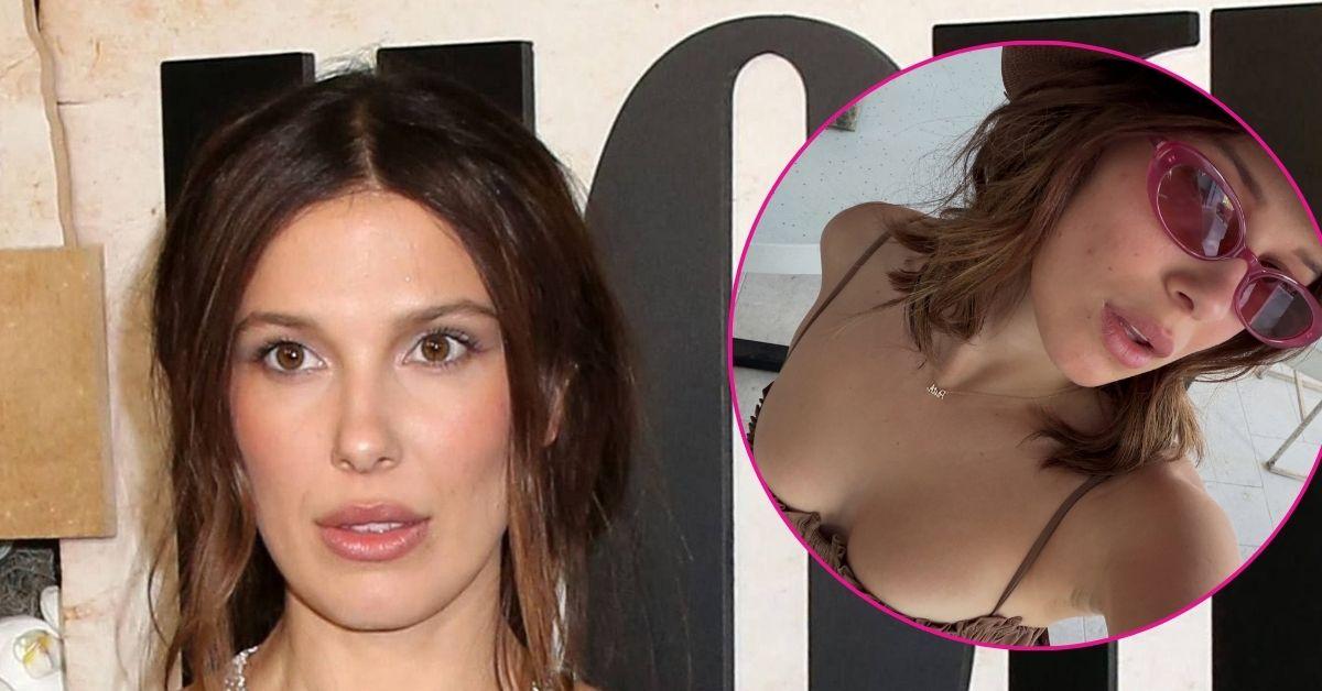 millie bobby brown stuns in low cut bikini top selfie