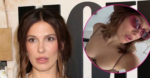 millie bobby brown stuns in low cut bikini top selfie