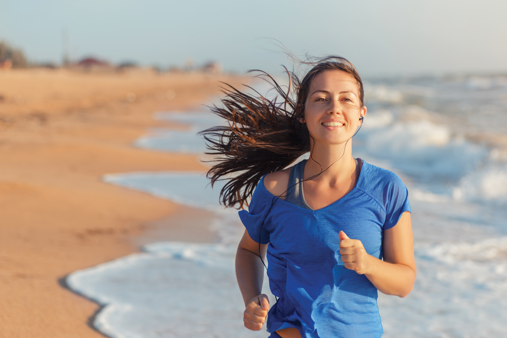 running on beach