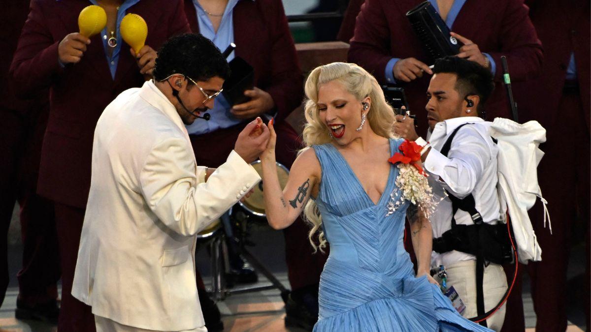 image of Ricky Martin and Lady Gaga joined Bad Bunny onstage.