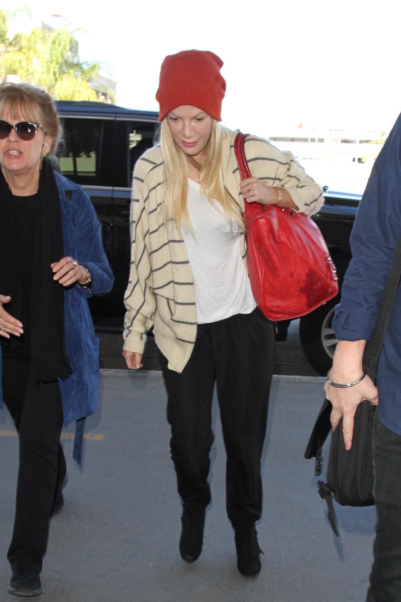 Tori Spelling is seen at LAX