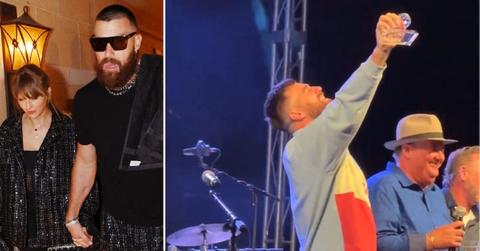 Composite photo of Taylor Swift and Travis Kelce and a separate image of Travis Kelce.