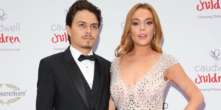 Lindsay Lohan and her fiance Egor Tarabasov arrive at the Caudwell Children Butterfly Ball in London