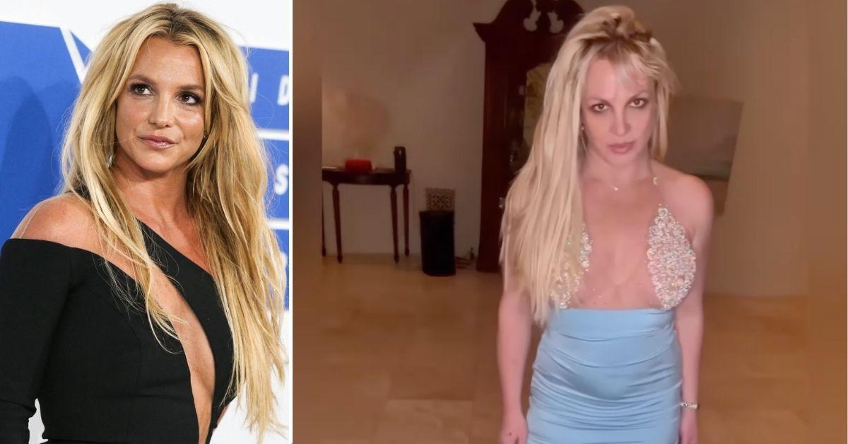 Britney Spears' side boob pops out of her tight minidress as pop