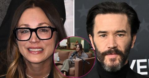 split photo of Kaley Cuoco & Tom Pelphrey