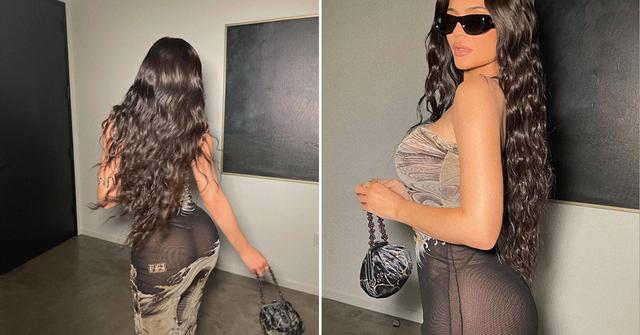 kylie jenner sheer sexy dress naked curves