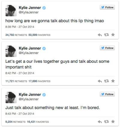 Kylie jenner tweets about lips