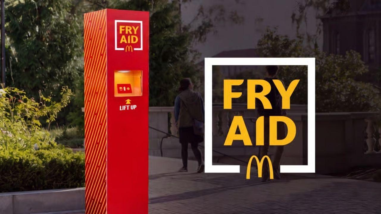 Image of McDonald's massive Fry Aid machines were expected to give out free food on college campuses during the homecoming celebrations.