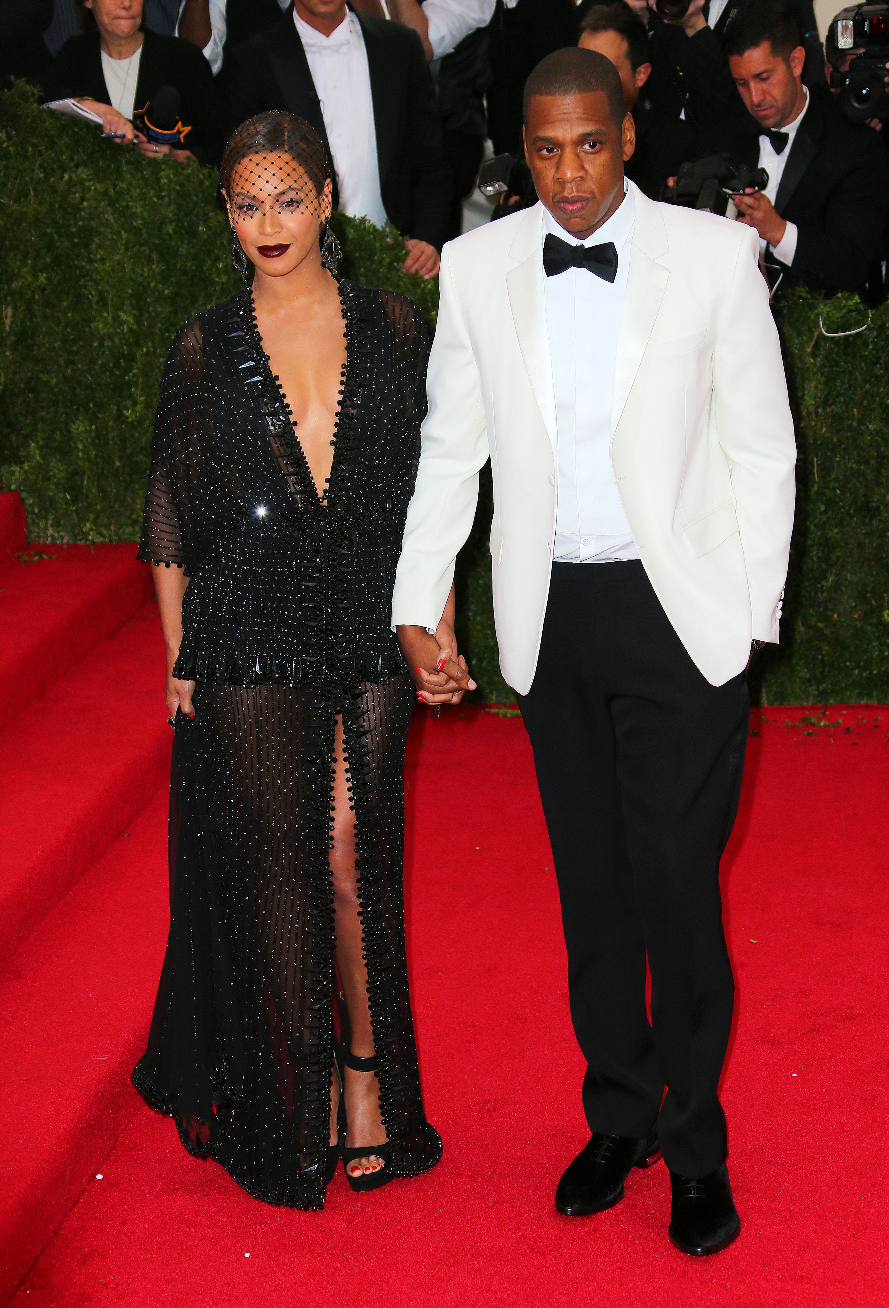 Beyonce Knowles, Jay Z and Rihanna arrive at the 2014 Metropolitan Museum of Art Costume Gala, celebrating Charles James: Fashion and the new Anna Wintour Costume Center