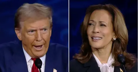 Composite photo of Donald Trump and Kamala Harris
