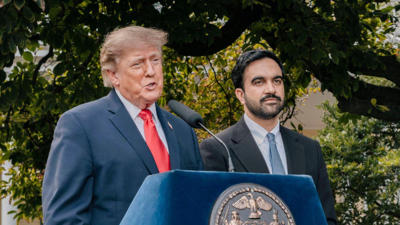 Photo of Trump's New York remarks were not carried by the White House TV press pool.