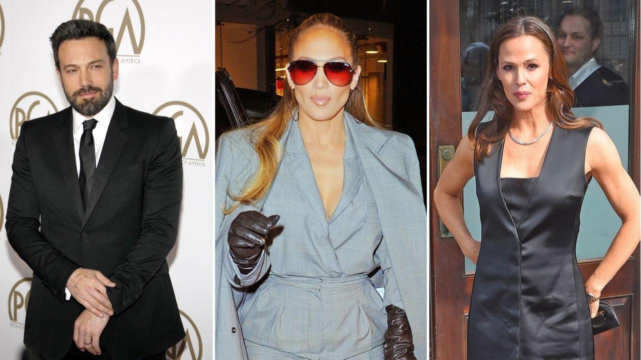 Split image of Ben Affleck, Jennifer Lopez, and Jennifer Garner.