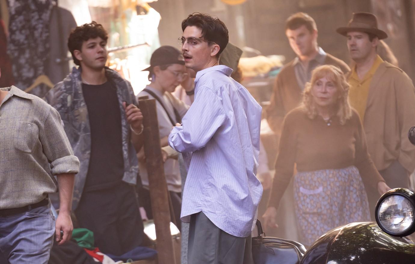 timothee chalamet on set