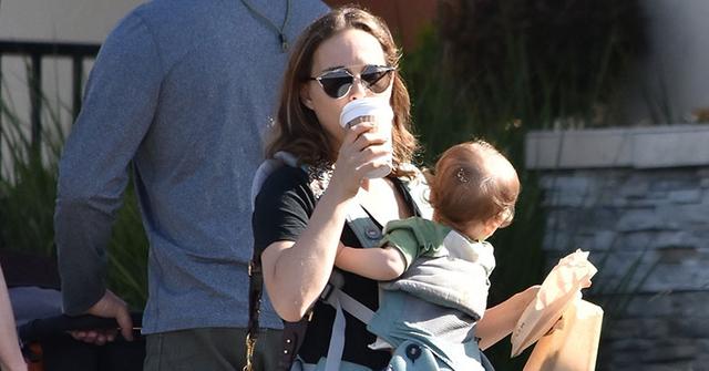 Natalie portman juggling coffee baby snack main