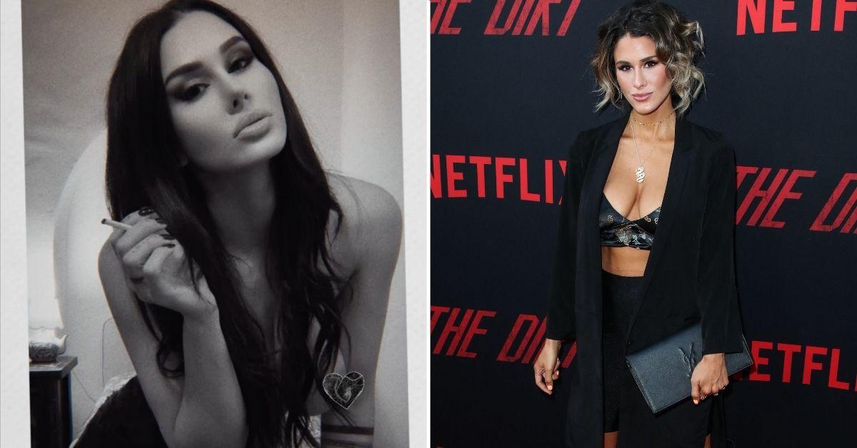 Photo of Brittany Furlan posed for a sultry black-and-white selfie.