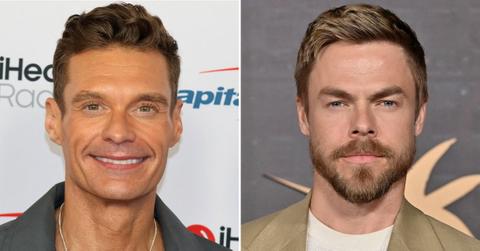 Split Photo of Derek Hough and Ryan Seacrest