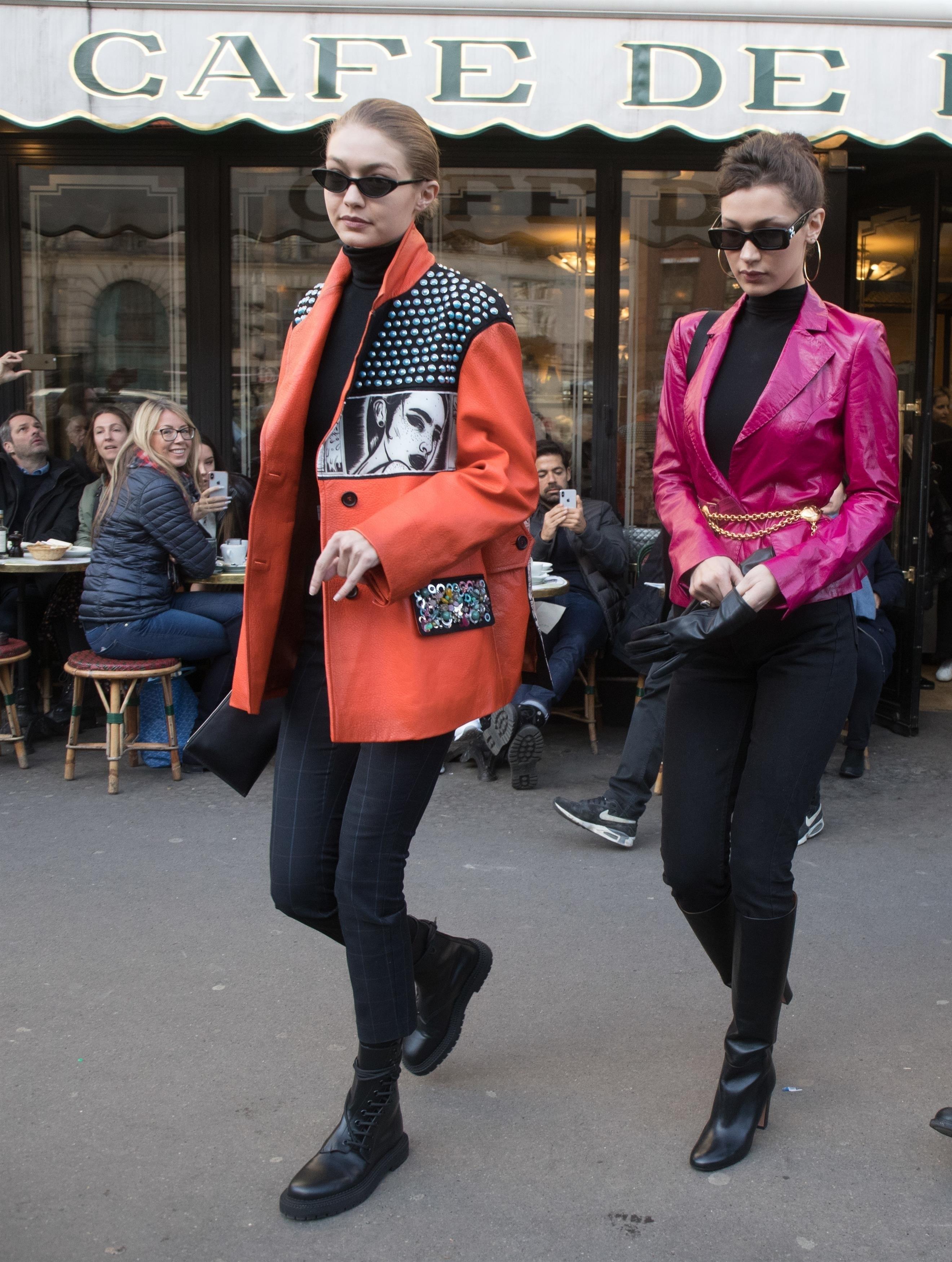 Gigi and Bella Hadid leaving Cafe de Flore in Paris