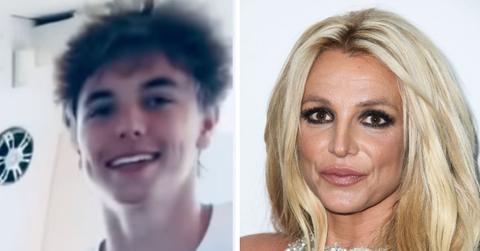 split photo of Jayden James Federline & Britney Spears