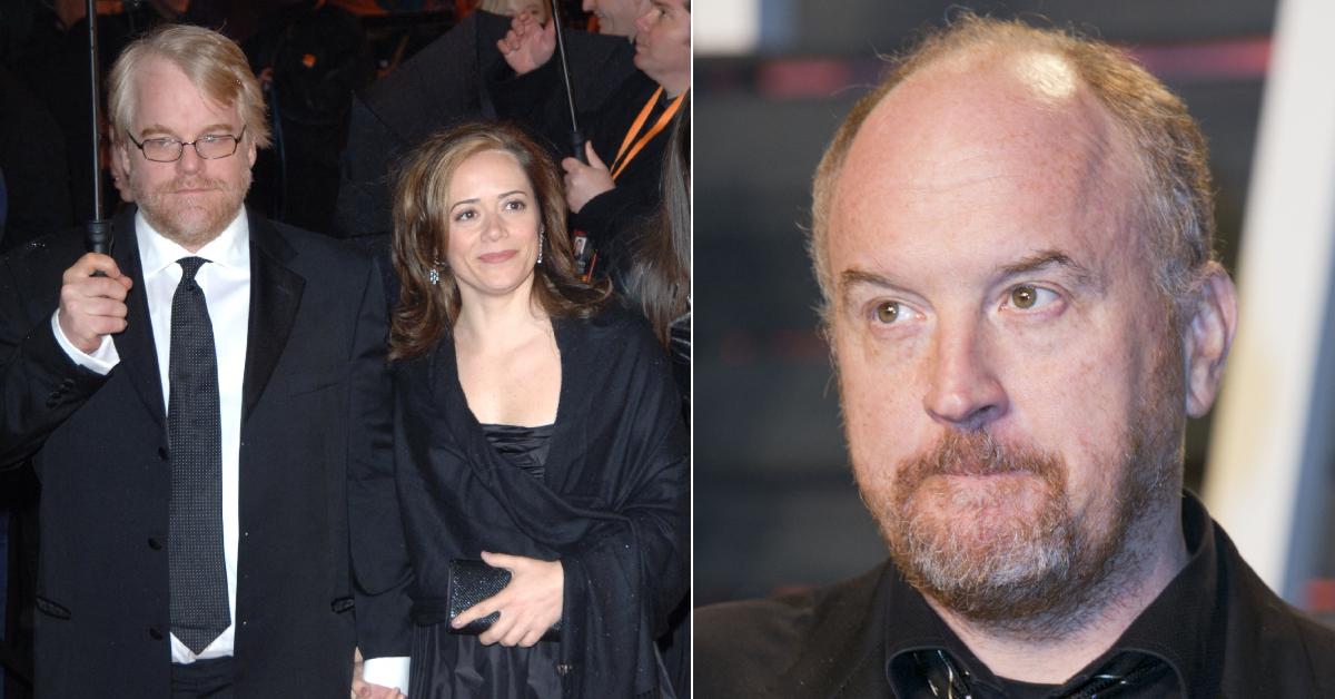 Split photo of Philip Seymour Hoffman, Mimi O'Donnell and Louis C.K.