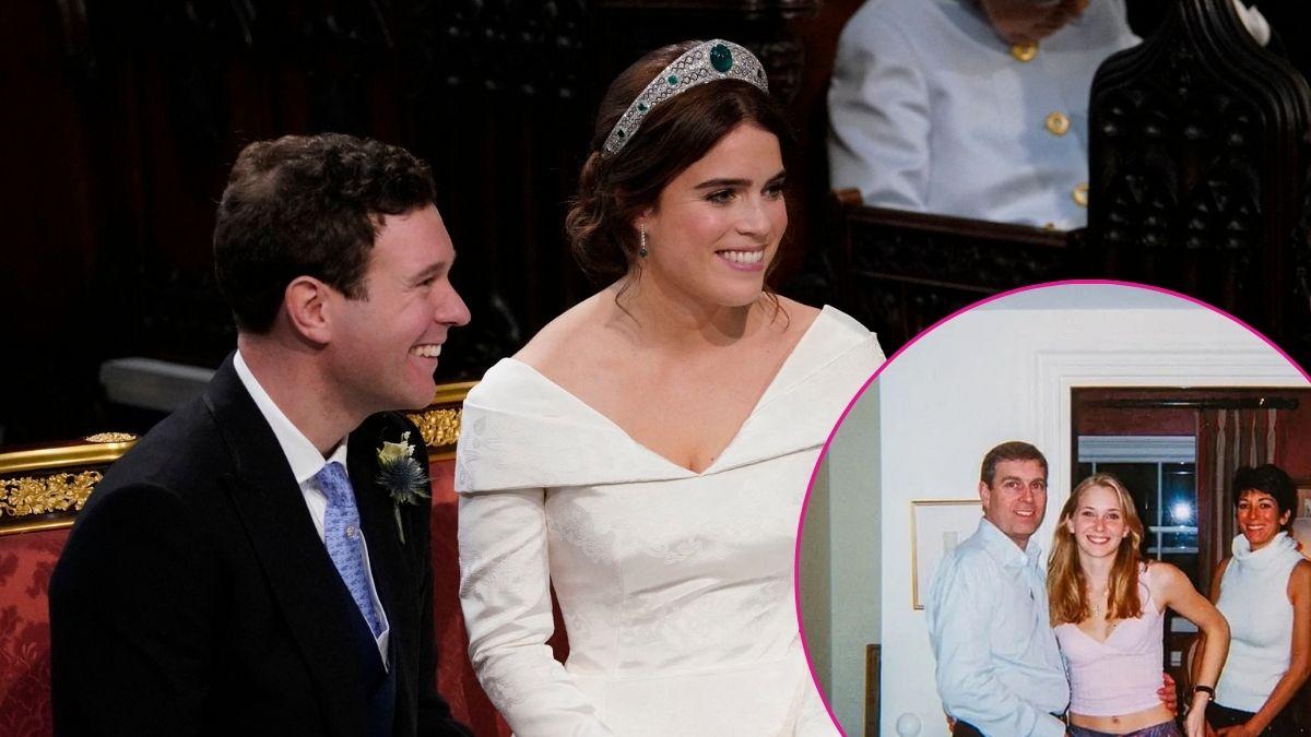 Composite photo of Princess Eugenie, Jack Brooksbank, and Andrew Mountbatten-Windsor.