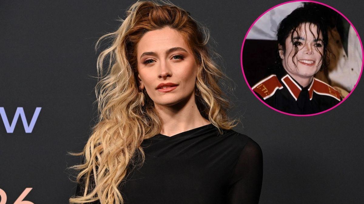 composite photo of paris jackson and dad michael jackson