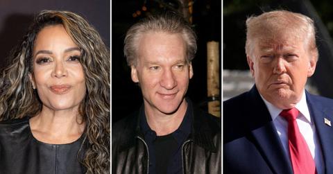 Split image of Sunny Hostin, Bill Maher, and President Donald Trump
