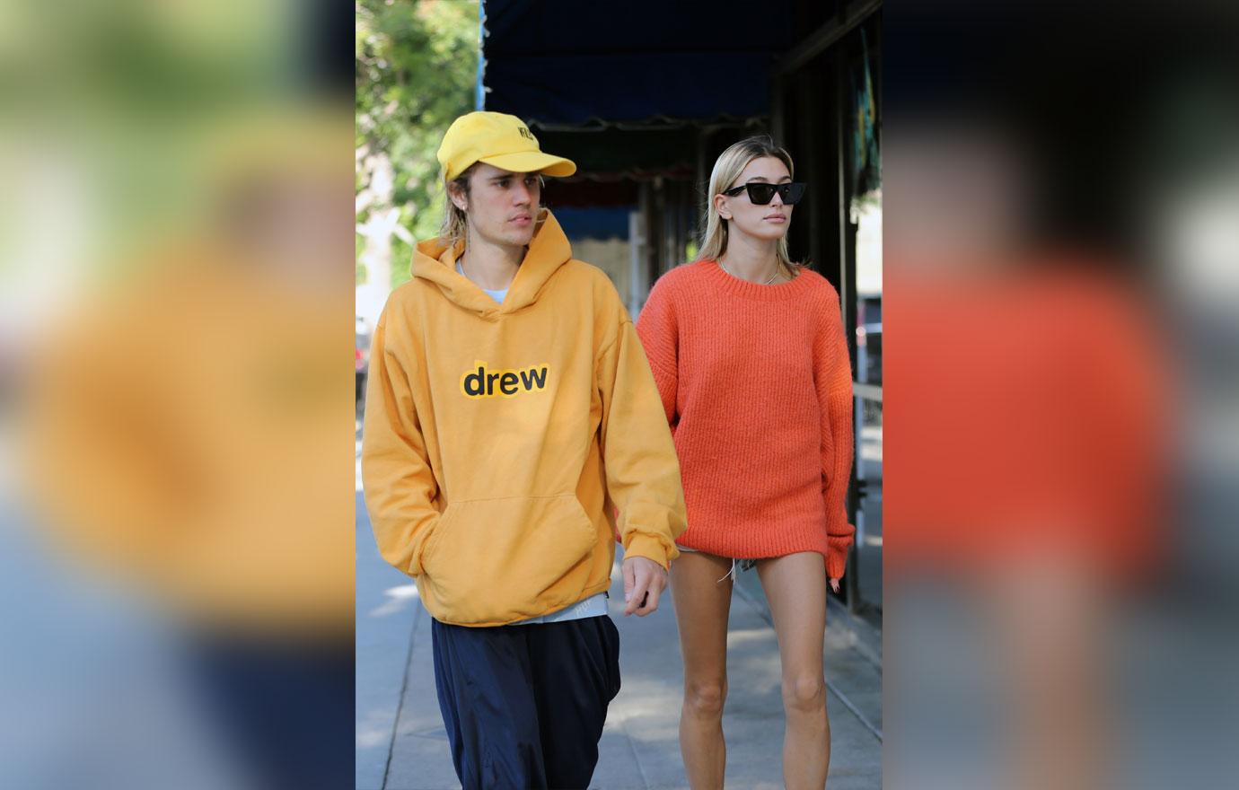 Justin Bieber and Hailey Baldwin head for lunch in colorful outfits