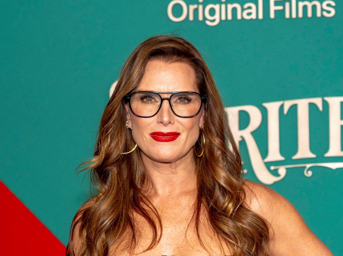 Brooke Shields looks pensive as she's seen after revealing her