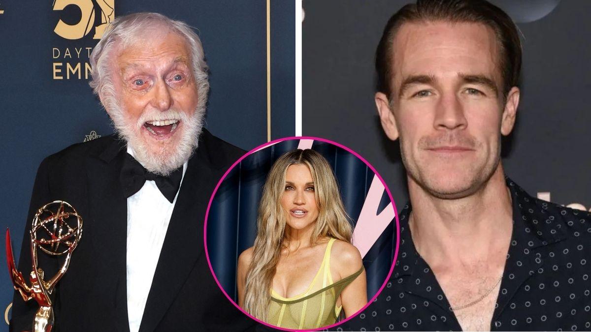 composite photo of dick van dyke, james van der beek and ashley roberts