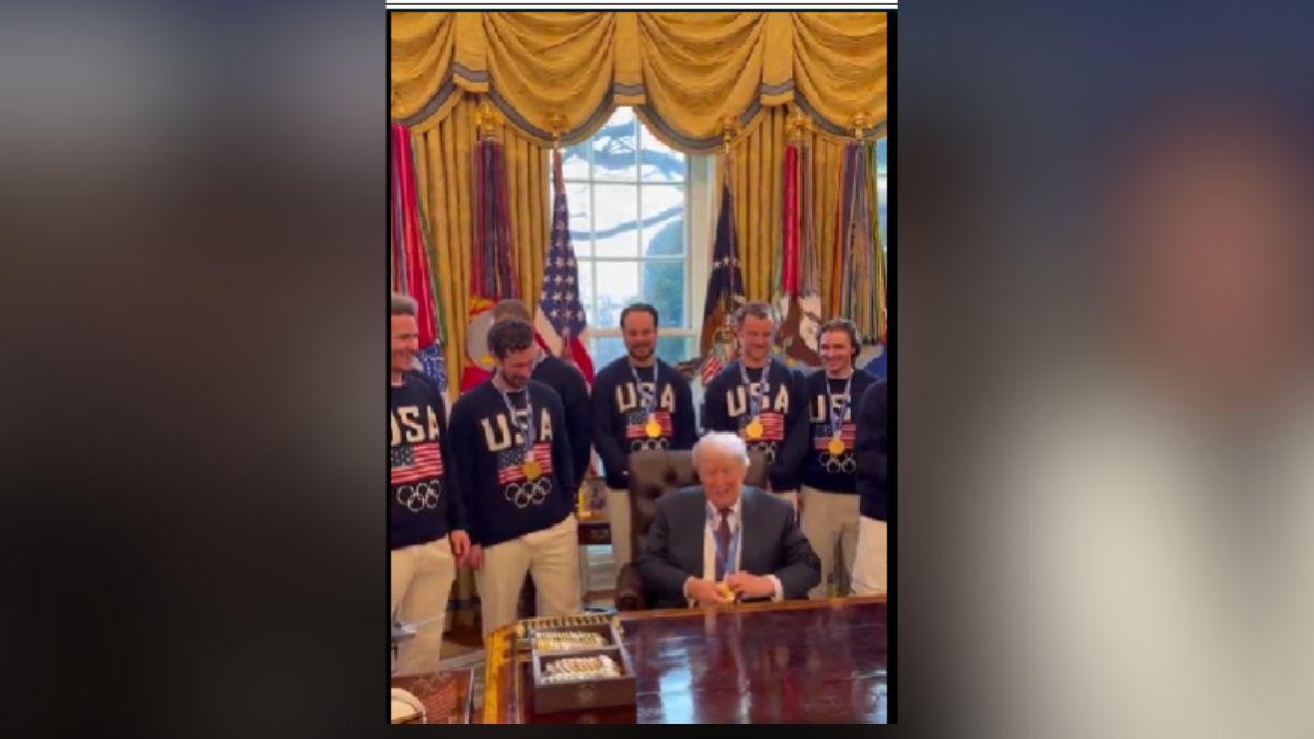 Image of President Donald Trump didn't want to give back the gold medal.