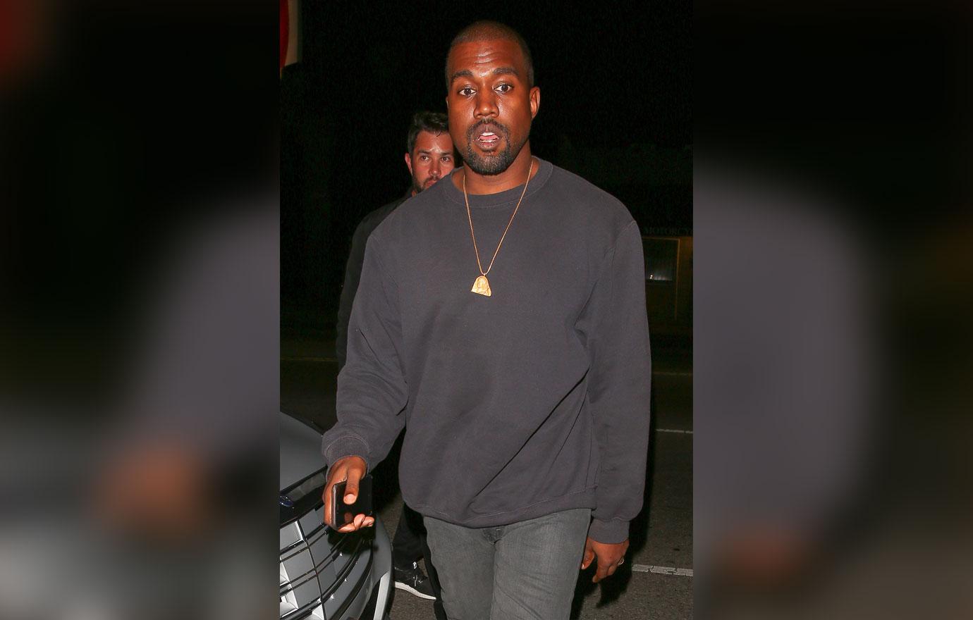 *EXCLUSIVE* Kanye West arrives to celebrate Travis Scott&#8217;s newest album