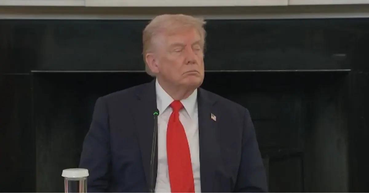 Photo of Trump was accused of nodding off at a White House roundtable discussion in October.