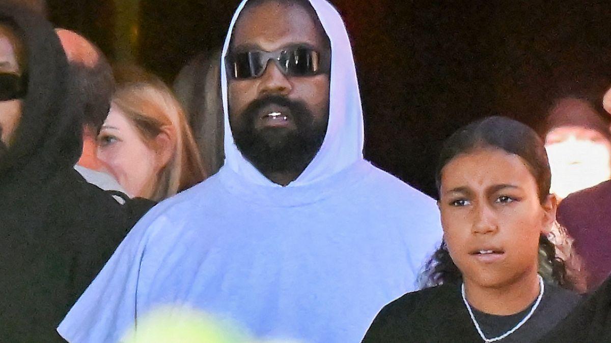 Photo of Kanye and North West.