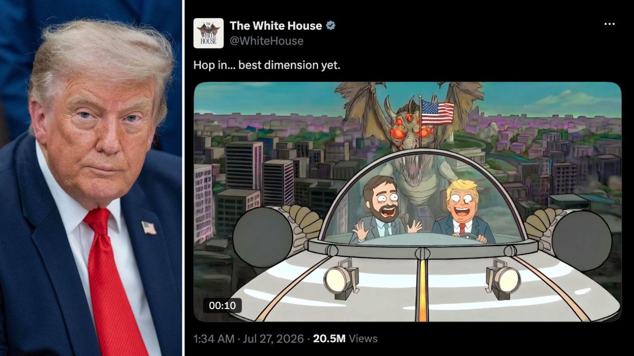 Photo of Donald Trump and the 'Rick and Morty' AI video.