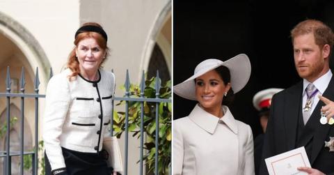image of harry, meghan, Sarah ferguson