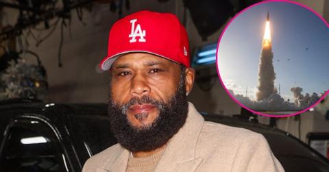 composite photo of anthony anderson and the s.l.s. rocket launch