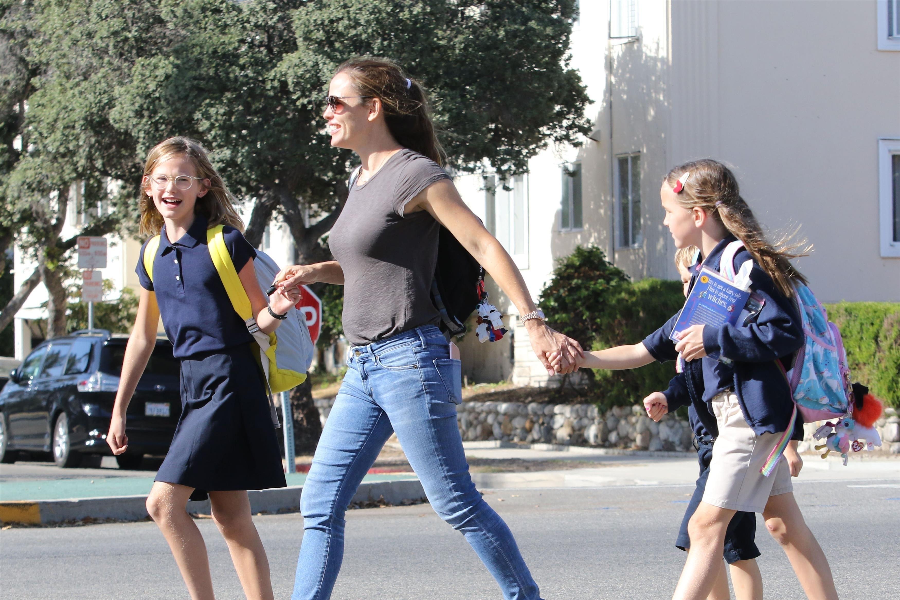 *EXCLUSIVE* Jennifer Garner is all smiles while out with her kids