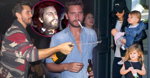 kourtney kardashian babysitting kids scott disick partying dad