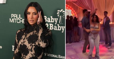 A photo of Kim Kardashian and a screenshot of the star dancing with Cade Hudson.
