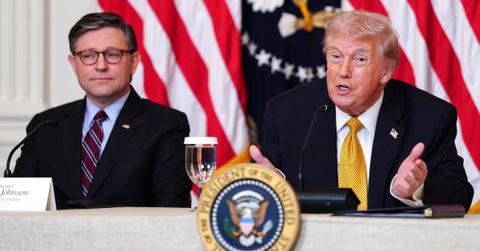 Photo of Mike Johnson and Donald Trump.