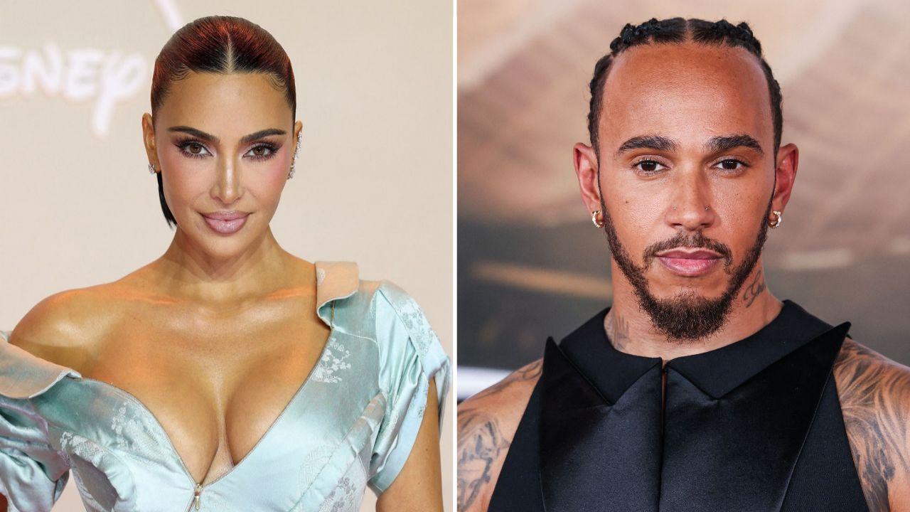 images of Kim Kardashian and Lewis Hamilton.